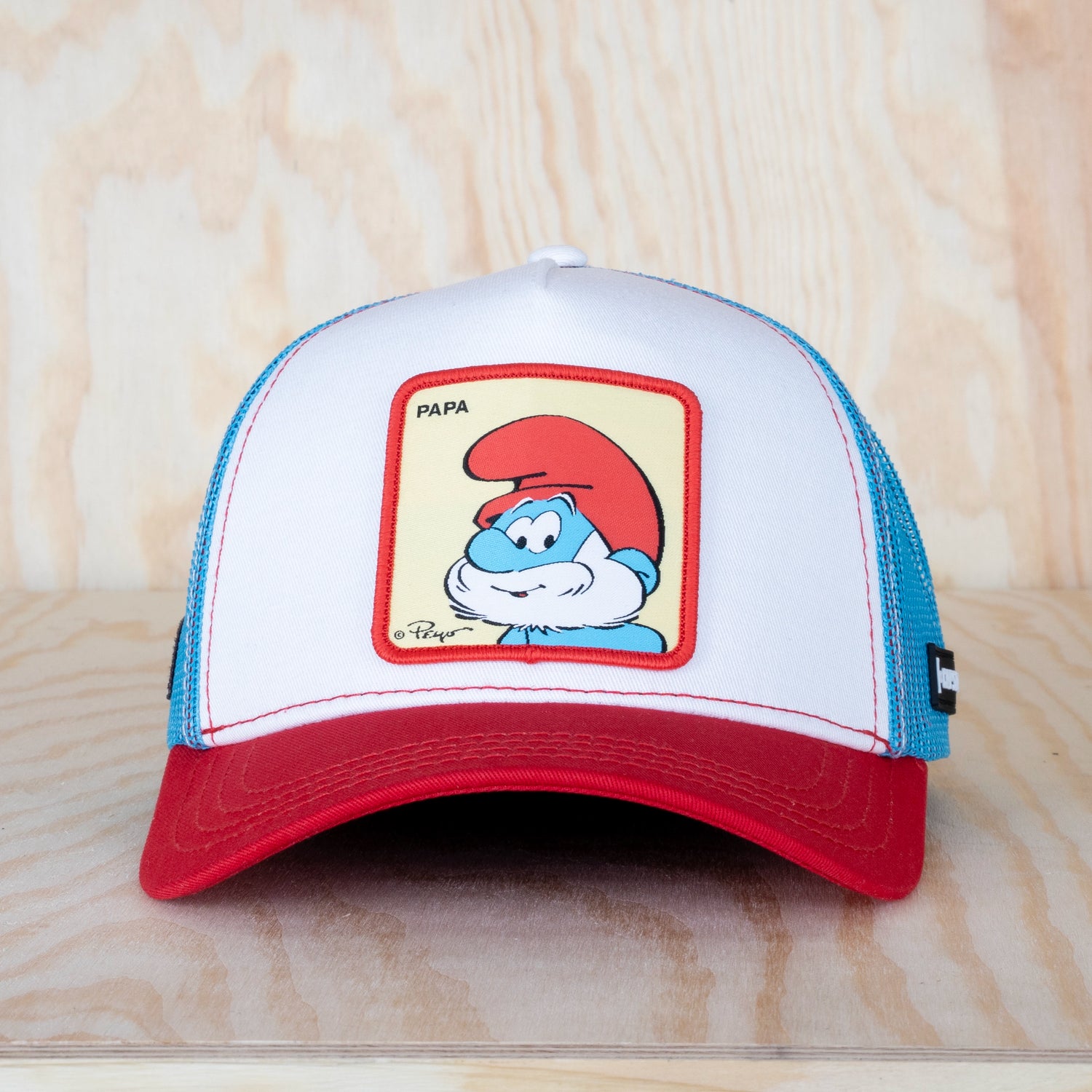 Capslab Smurfs Papa Square Patch Trucker Cap White/Blue