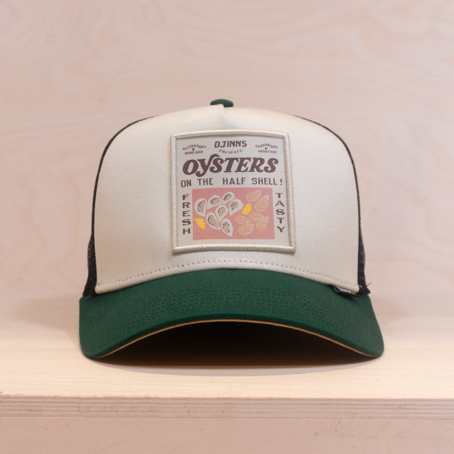 Djinns HTF Food Oysters Trucker Cap Off white/Dark Green