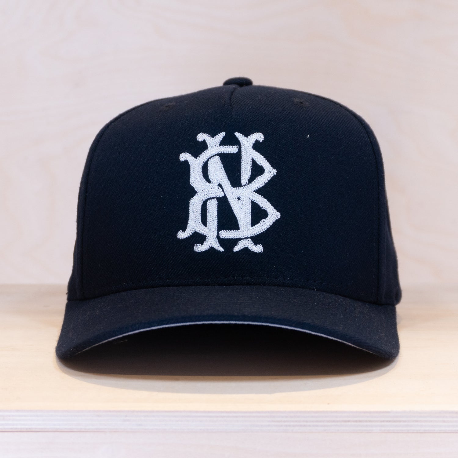 New Black Monogram A-Frame Cap Navy