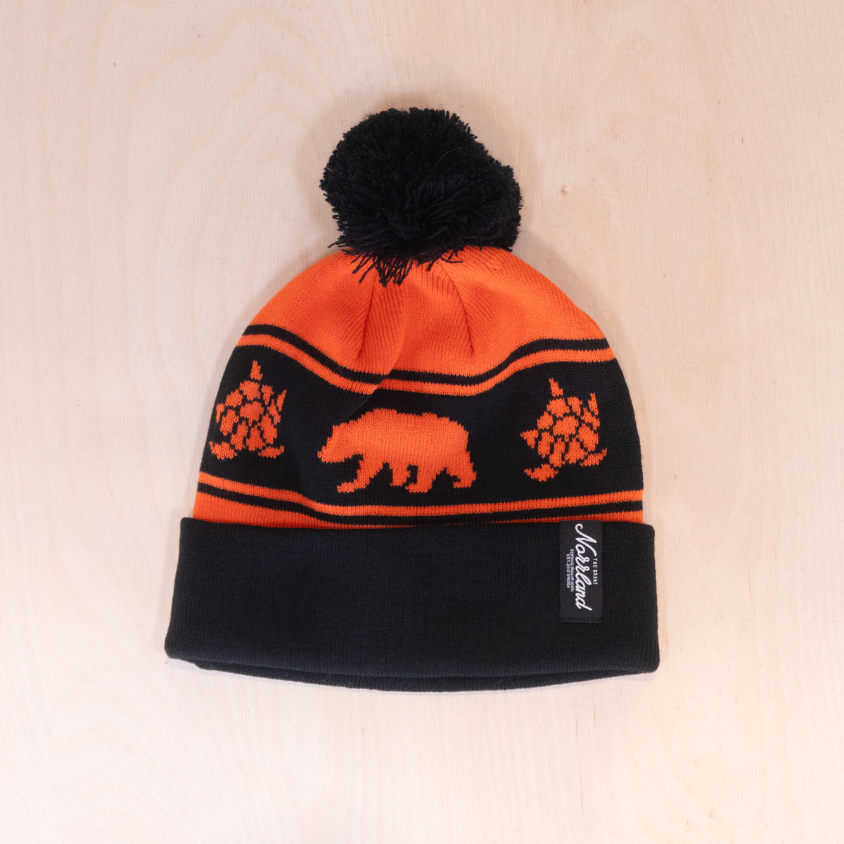 Sqrtn Into Bear Pom Pom Beanie Black/Orange