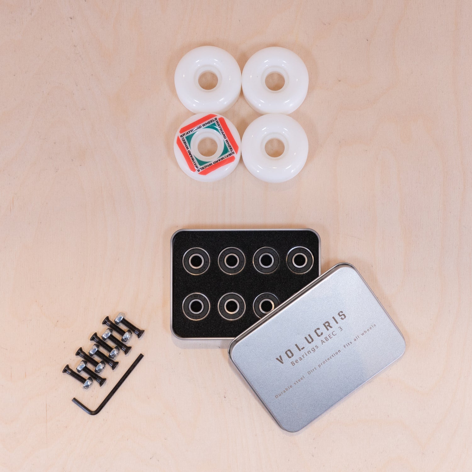 Hjul + skruv + kullager