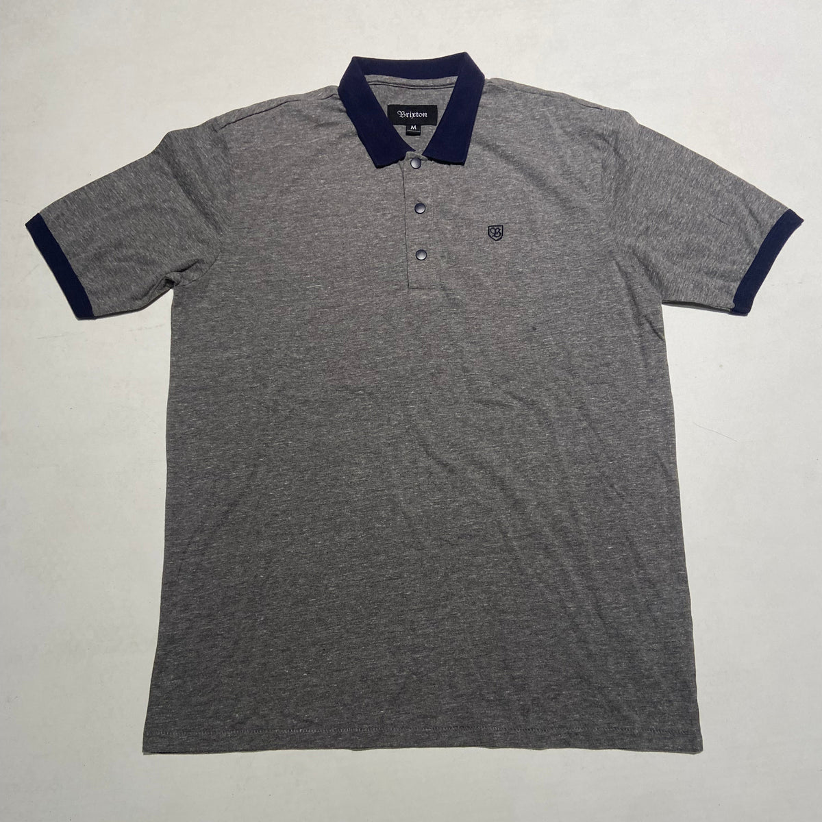 Deadstock Brixton Polo Shortsleeve Grey/Navy Medium