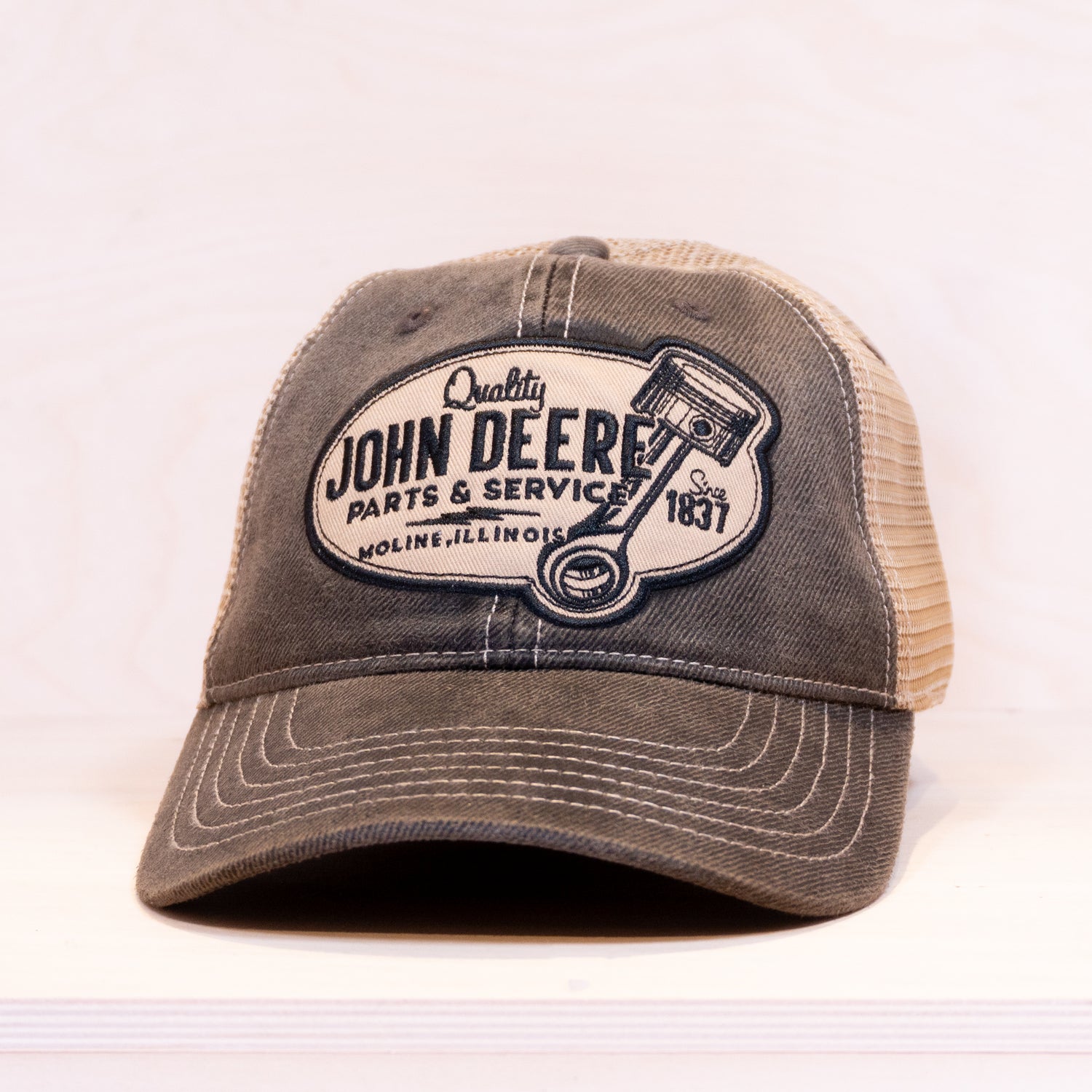 John Deere 6 Panel Unstruct Truker Cap Grey/Beige