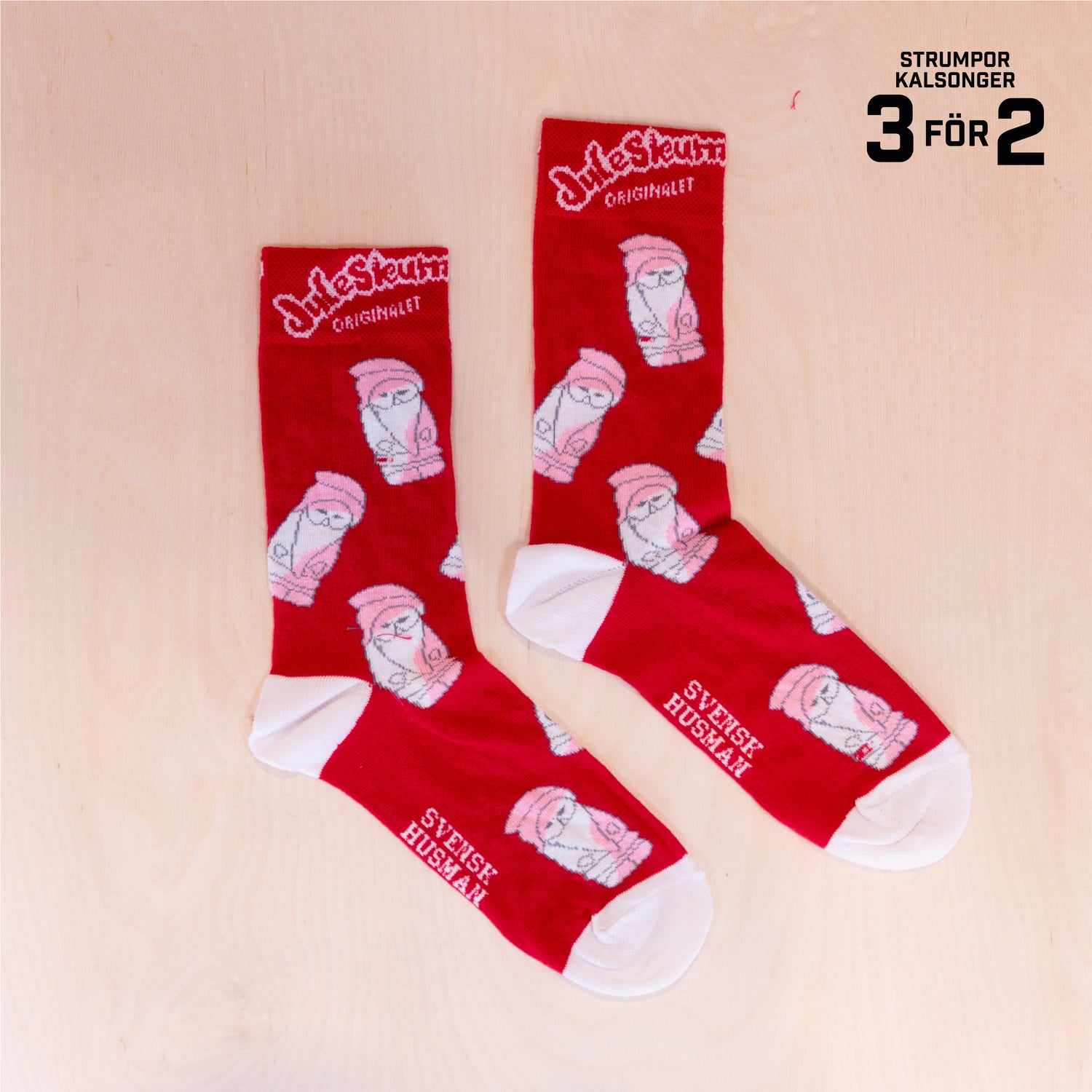 Svensk Husman Juleskum Strumpor Red