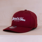 Mitchell & Ness Branded Pinscript Snapback Burgundy/White