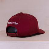 Mitchell & Ness Branded Pinscript Snapback Burgundy/White