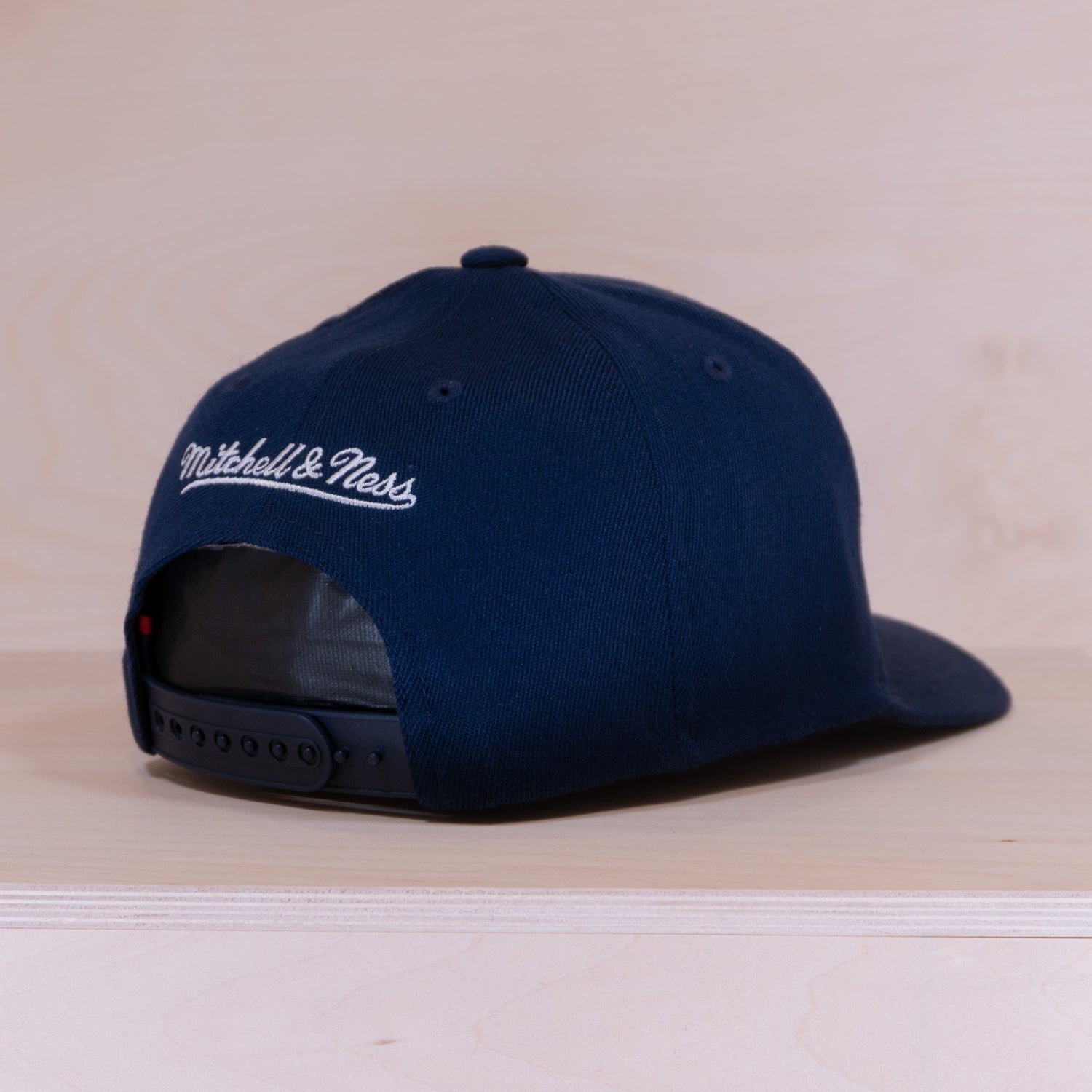 Mitchell & Ness Branded Pinscript Snapback Navy/White