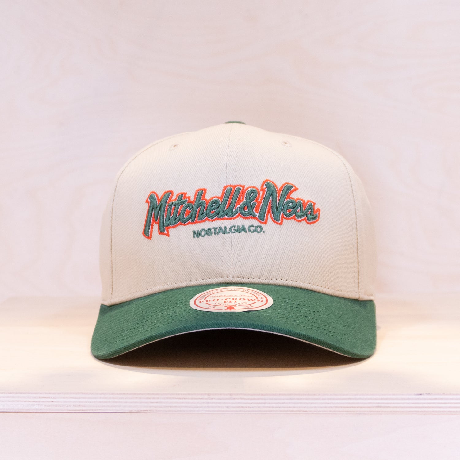 Mitchell & Ness Patches Exclusive Pinscript Pro Crown Cap Cream/Green