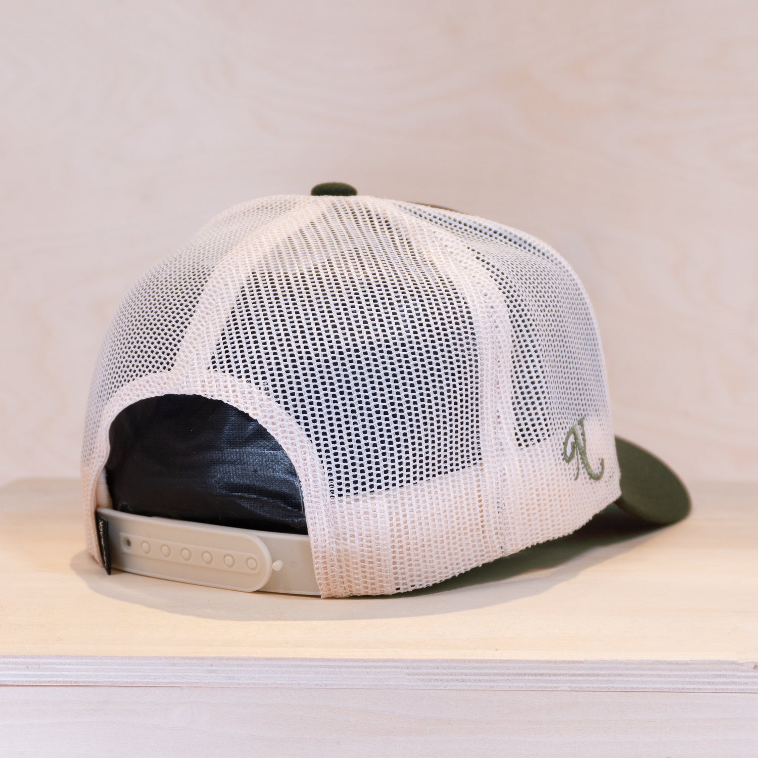 New Black Monogram Trucker Cap Olive