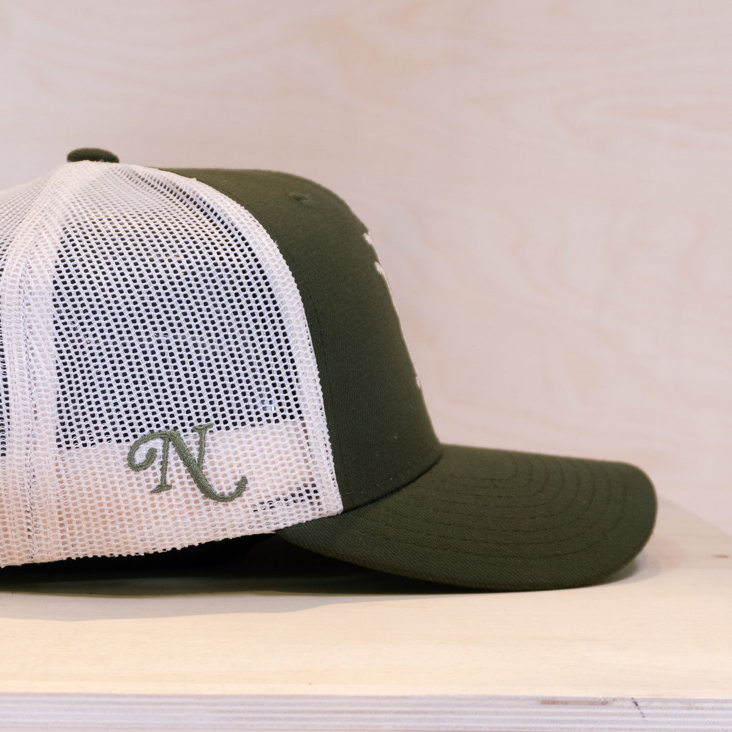 New Black Monogram Trucker Cap Olive
