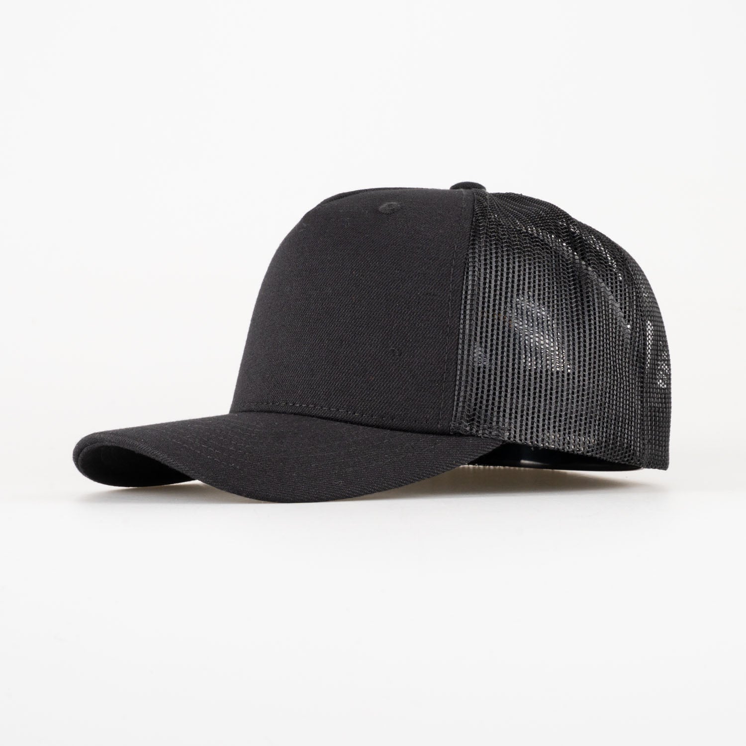P&P Recycled Blank High Trucker Cap Black