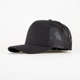 P&P Recycled Blank High Trucker Cap Black