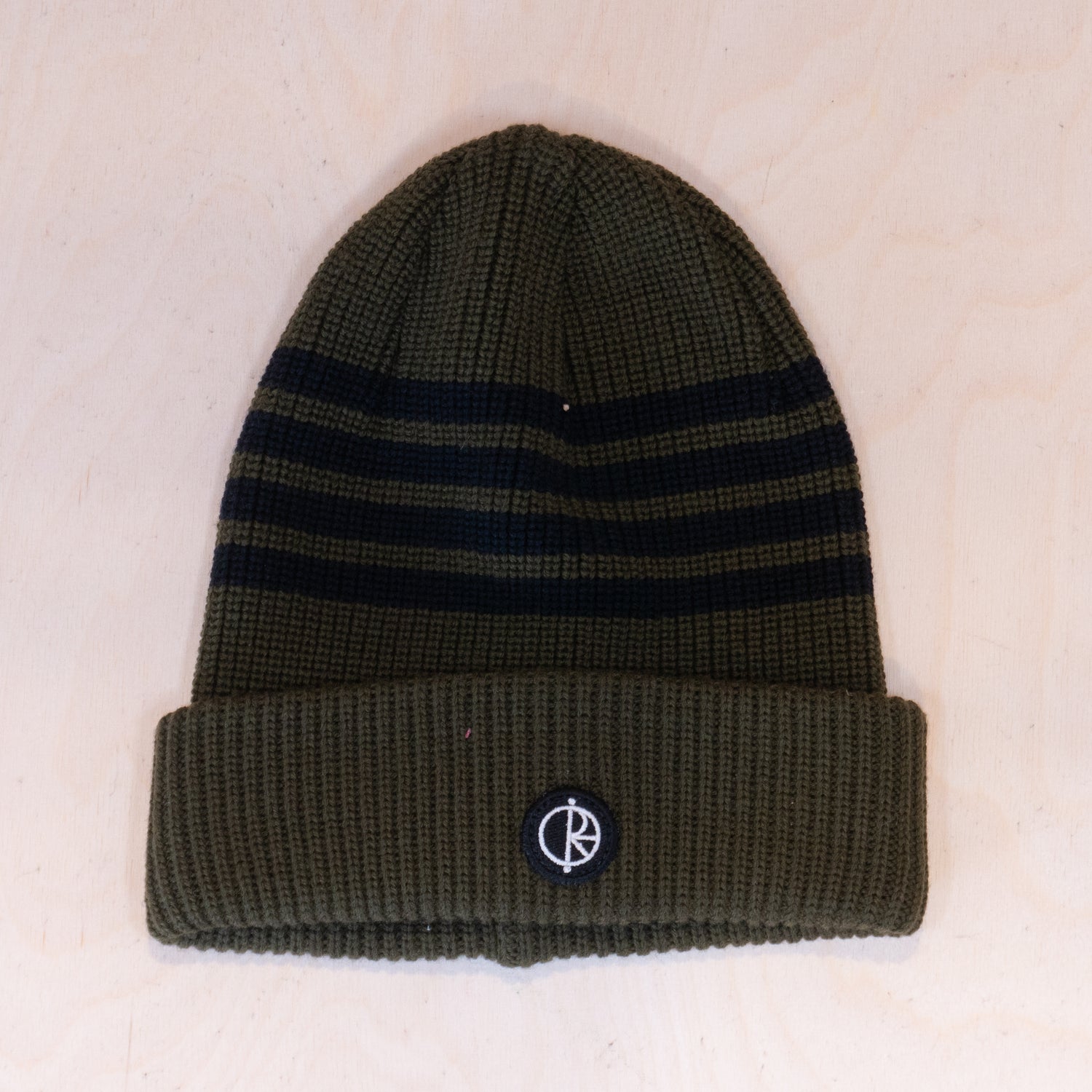 Polar Stripe Merino Beanie Army Green