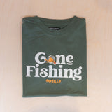 Sqrtn Gone Fish T-shirt Stone Olive