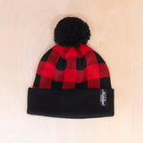 Sqrtn TGN Patch Pom Pom Beanie Lumberjack Red