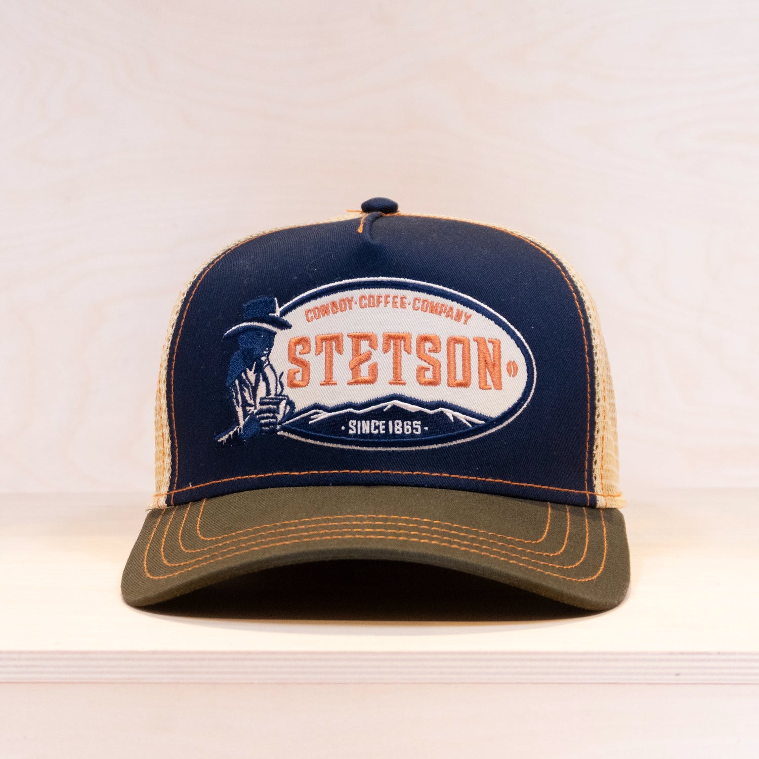 Stetson Cap Cowboy Coffee Trucker Cap Olive/Navy