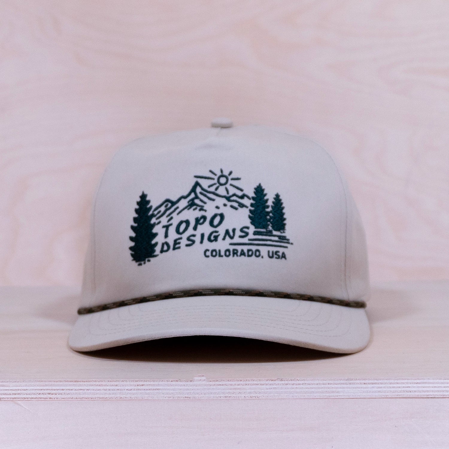 Topo Designs Twill Rope Mountain Scene A-frame Cap Bone White