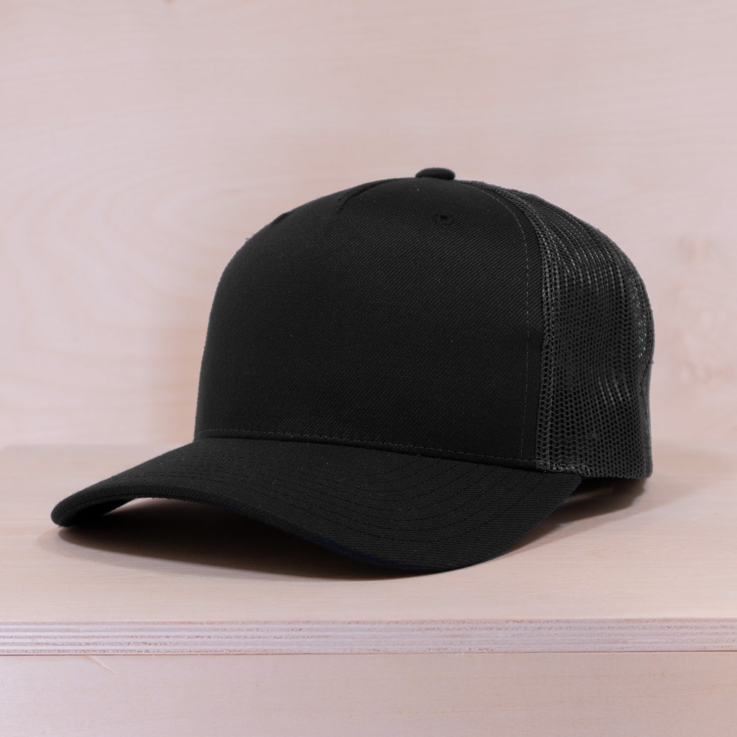 P&P Blank Hooked Trucker Cap Black