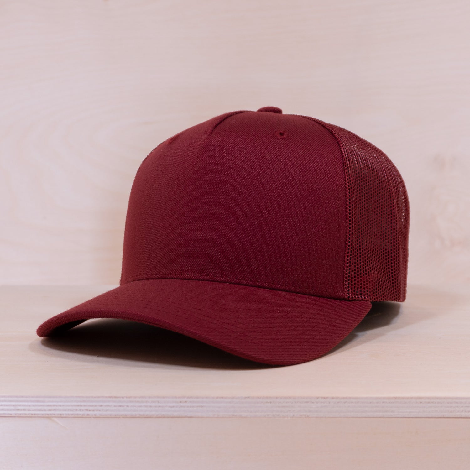 P&P Blank Hooked Trucker Cap Maroon