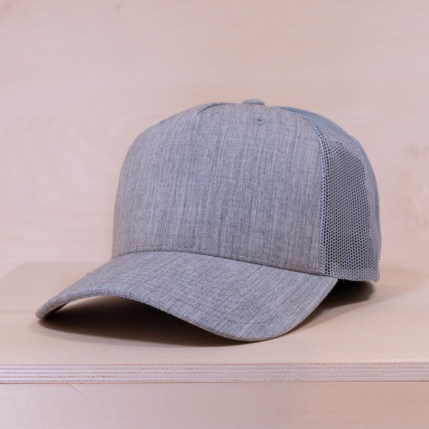 P&P Blank Hooked Trucker Cap Heather Grey