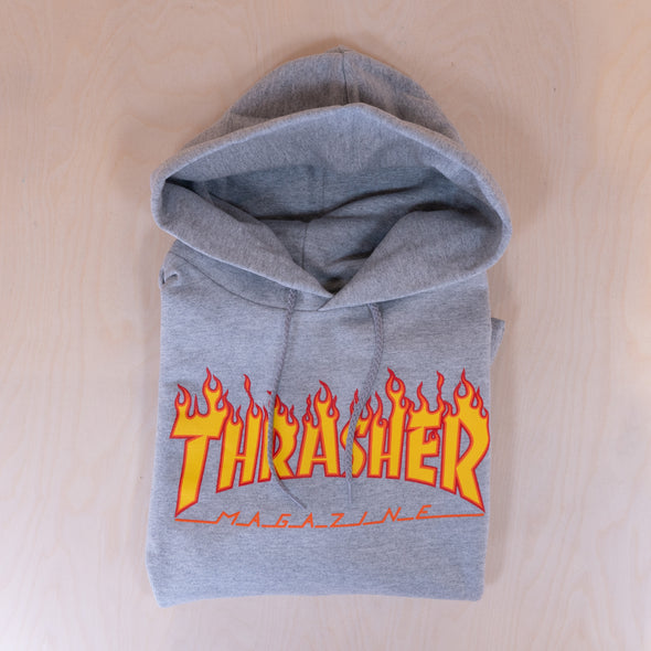 Thrasher Flame Logo Hood Grey
